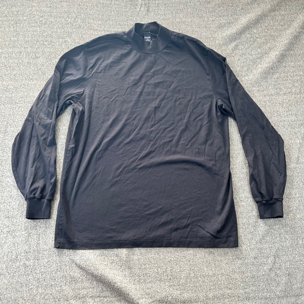 Vintage Lands End Mens XL Black Mock Neck Long Sleeve Sweater Shirt‎ Peru